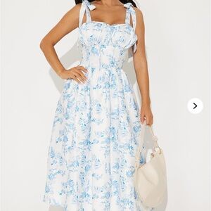 Floral Blue and White Dress